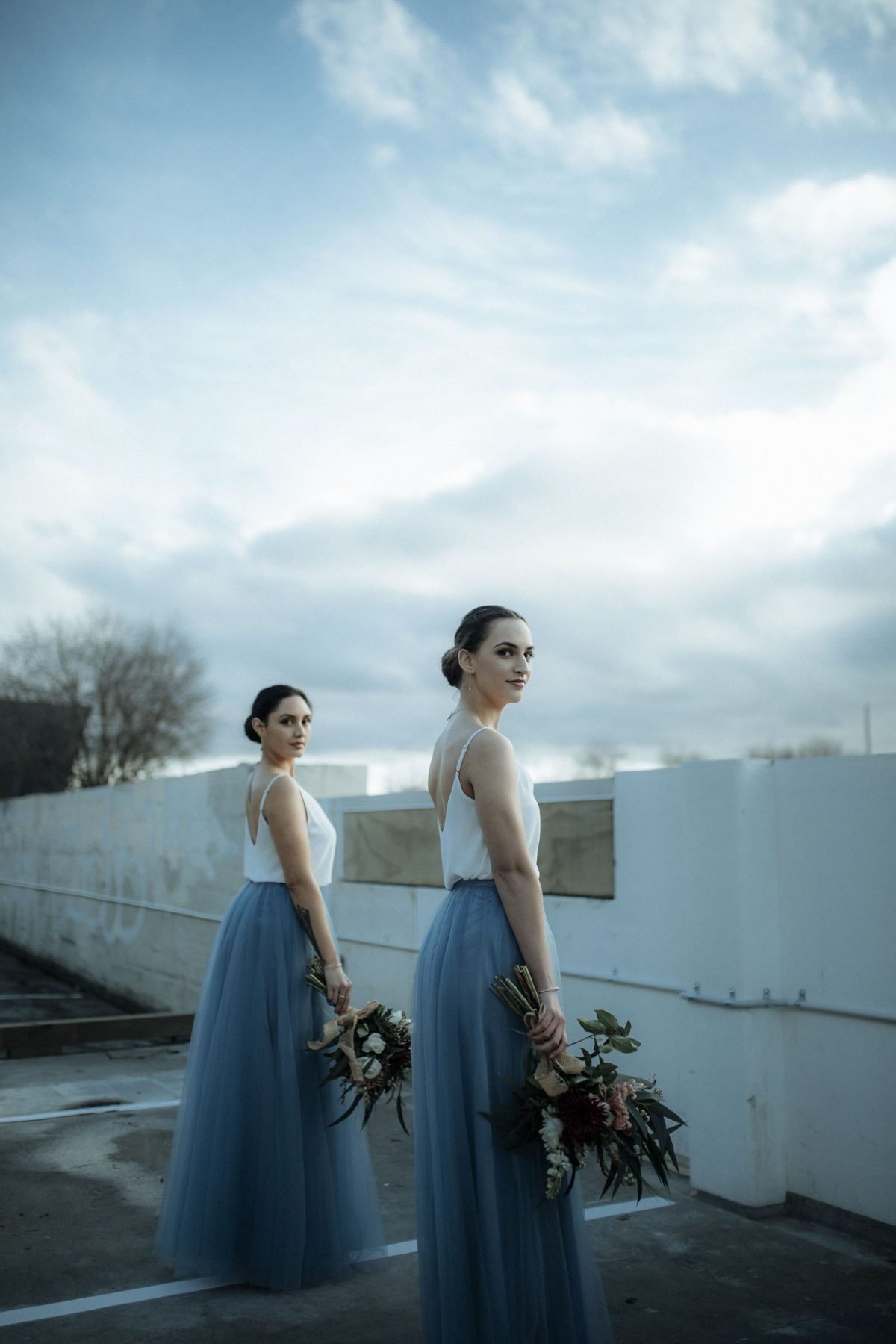 <strong>Featuring:</strong> Petra Chiffon Top and Fleur Tulle Skirt in Slate Blue