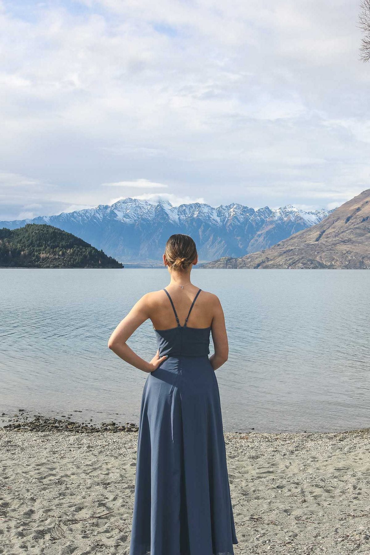 Facing a mountain view in Annabelle dress