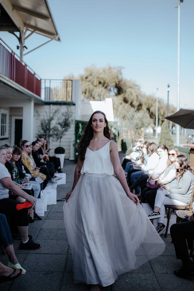 Runway show of Fleur skirt in dove