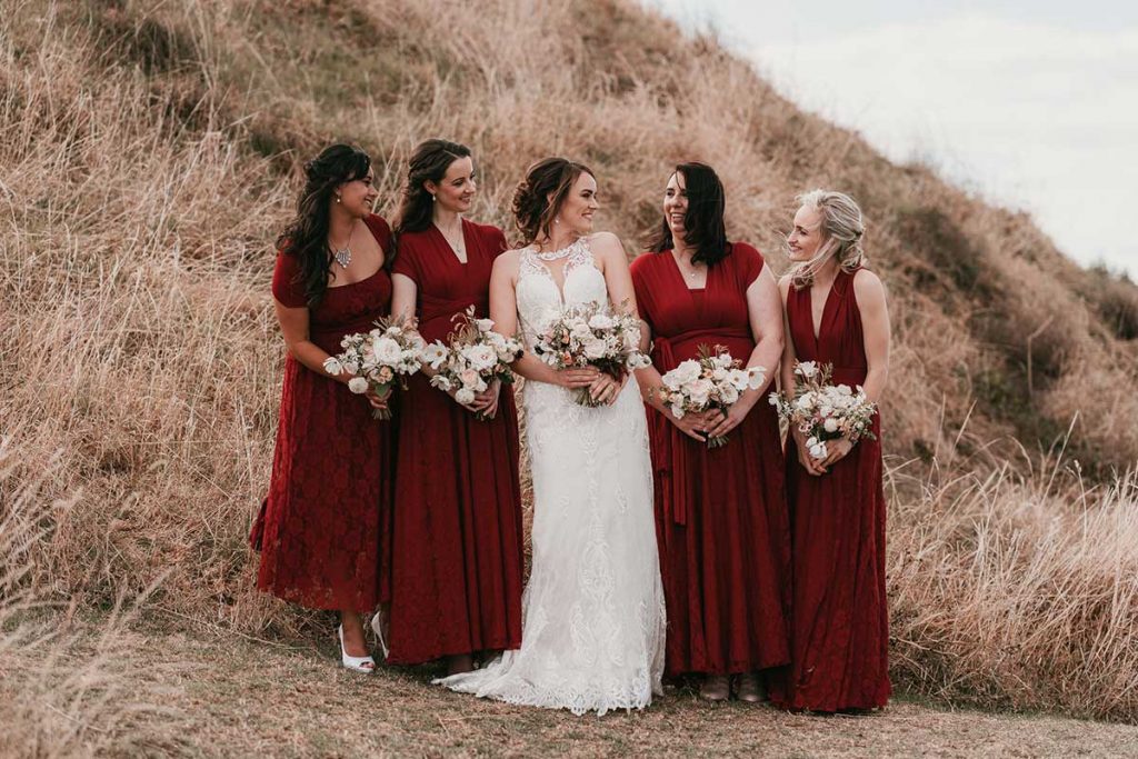 <strong>Featuring:</strong> Cassandra Infinity Dress in Claret colour