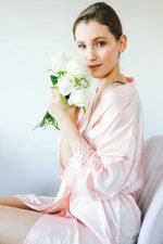 Mila Satin Lace Bridal Party Robe - Blush - Image 5