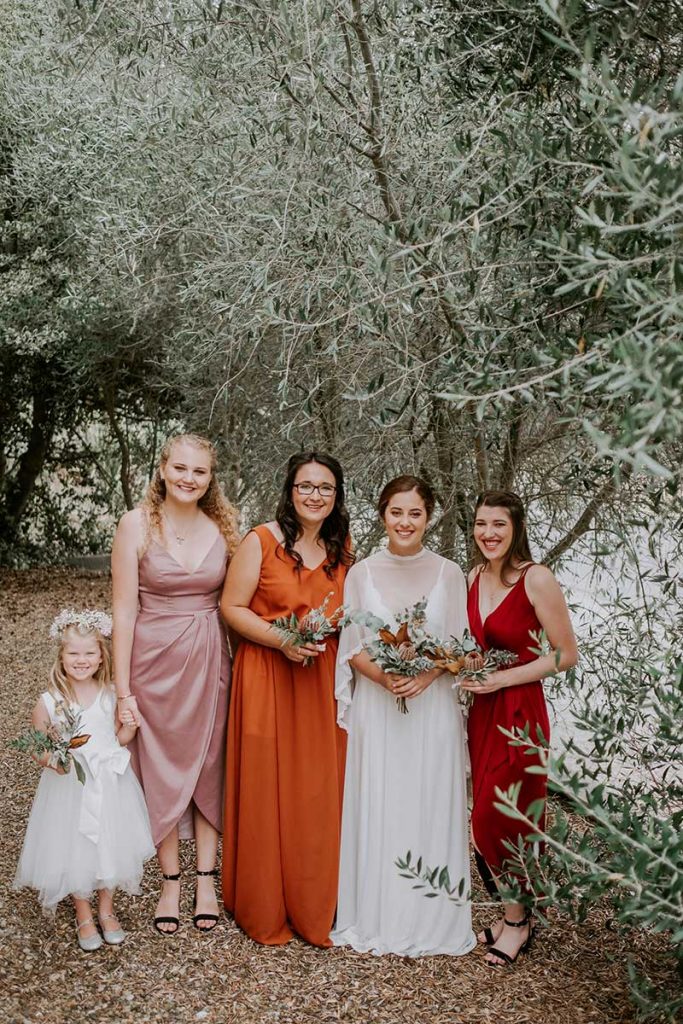 <strong>Featuring:</strong> Claudia dress in Claret, Diana dress in Dusty Purple and Lola dress in Burnt Orange 