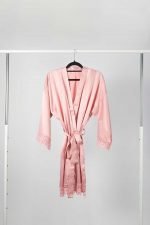 Mila Satin Lace Bridal Party Robe - Dusty Rose