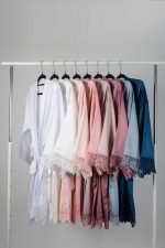Mila Satin Lace Bridal Party Robe - Blush - Image 2