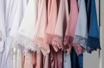 Mila Satin Lace Bridal Party Robe - Blush - Image 3
