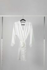 Mila Satin Lace Bridal Party Robe - Off White