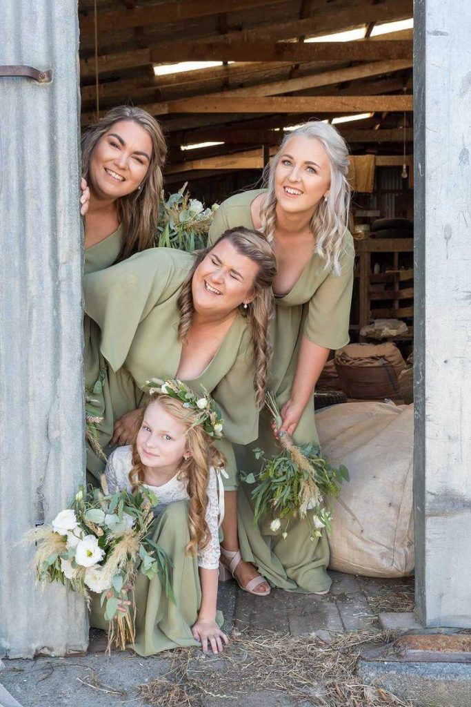 <strong>Featuring:</strong> Tasha Pearl Chiffon Maxi Dress in Sage colour