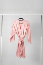 Kendall Satin Lace Bridal Party Robe - Dusty Rose