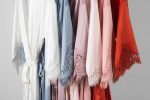 Kendall Satin Lace Bridal Party Robe - Dusty Blue - Image 3