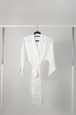 Kendall Satin Lace Bridal Party Robe - Off White