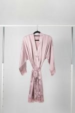 Kendall Satin Lace Bridal Party Robe - Soft Mauve