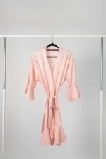Aleysha Satin Ruffle Bridal Party Robe - Blush