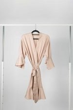 Aleysha Satin Ruffle Bridal Party Robe - Champagne
