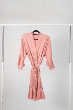 Aleysha Satin Ruffle Bridal Party Robe - Dusty Rose