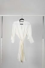 Aleysha Satin Ruffle Bridal Party Robe - Off White