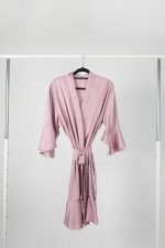 Aleysha Satin Ruffle Bridal Party Robe - Soft Mauve